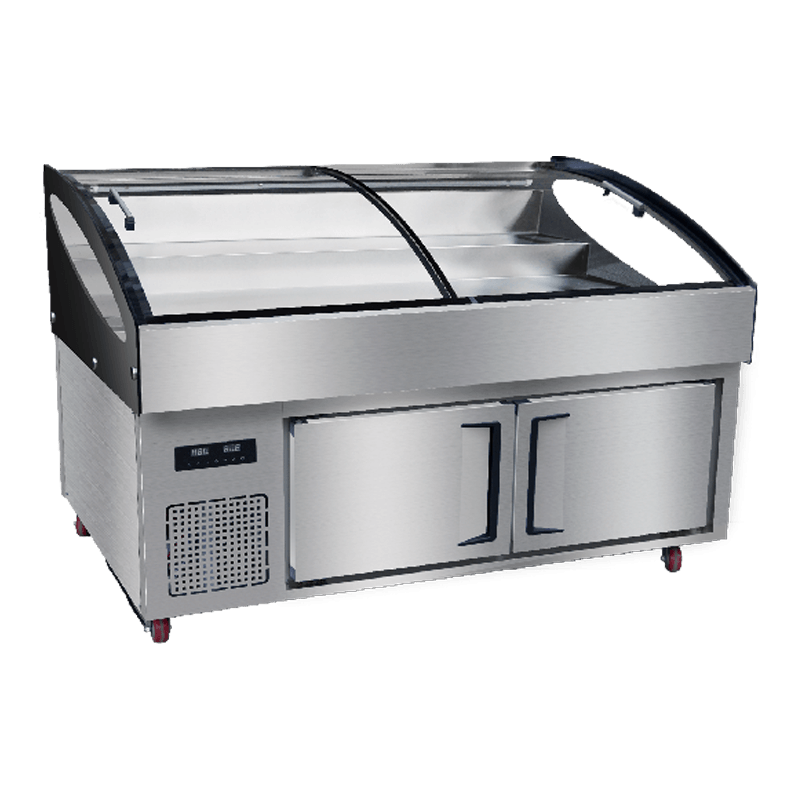 1,8 m trelagers steg i rostfritt stål isdisk Kökskylskåp 1,8 m trelagers steg i rostfritt stål isdisk Kökskylskåp